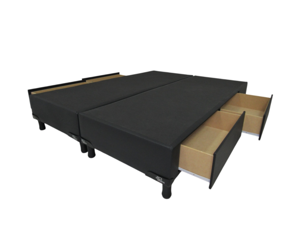 Base Sommier 2 Plazas Con Cajones 140x190 Ecocuero Negro