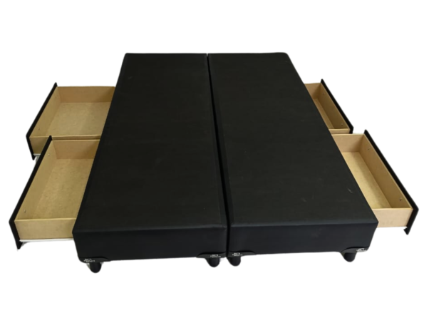 Base Sommier 2 Plazas Con Cajones 140x190 Ecocuero Negro